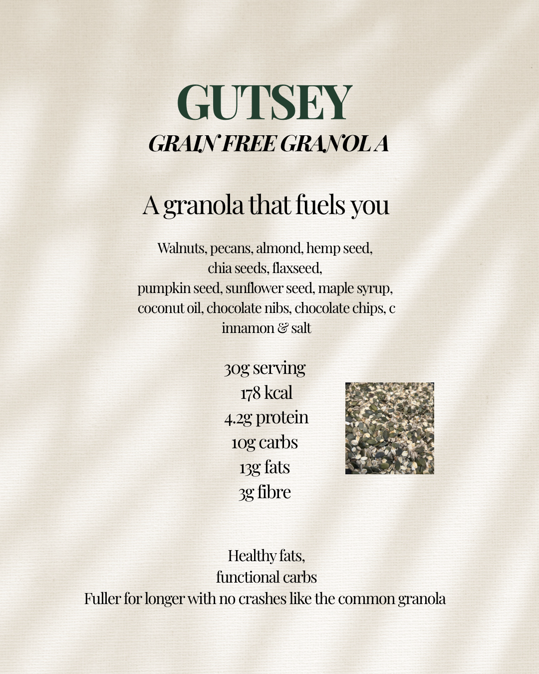 GUTSEY Grain Free Dark Chocolate Granola